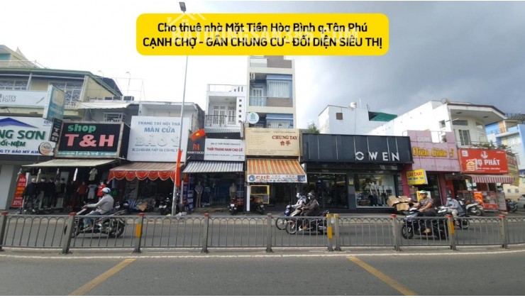 Cho thuê nhà mặt tiền Hòa Bình 72m², 3 Lầu - NGAY CHỢ-SIÊU THỊ